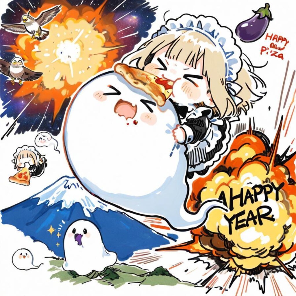 ( >ω<)初夢お届けするやでぇ！🍕🗻🦅🍆