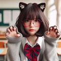 眼鏡女子 楓の猫耳 4枚目