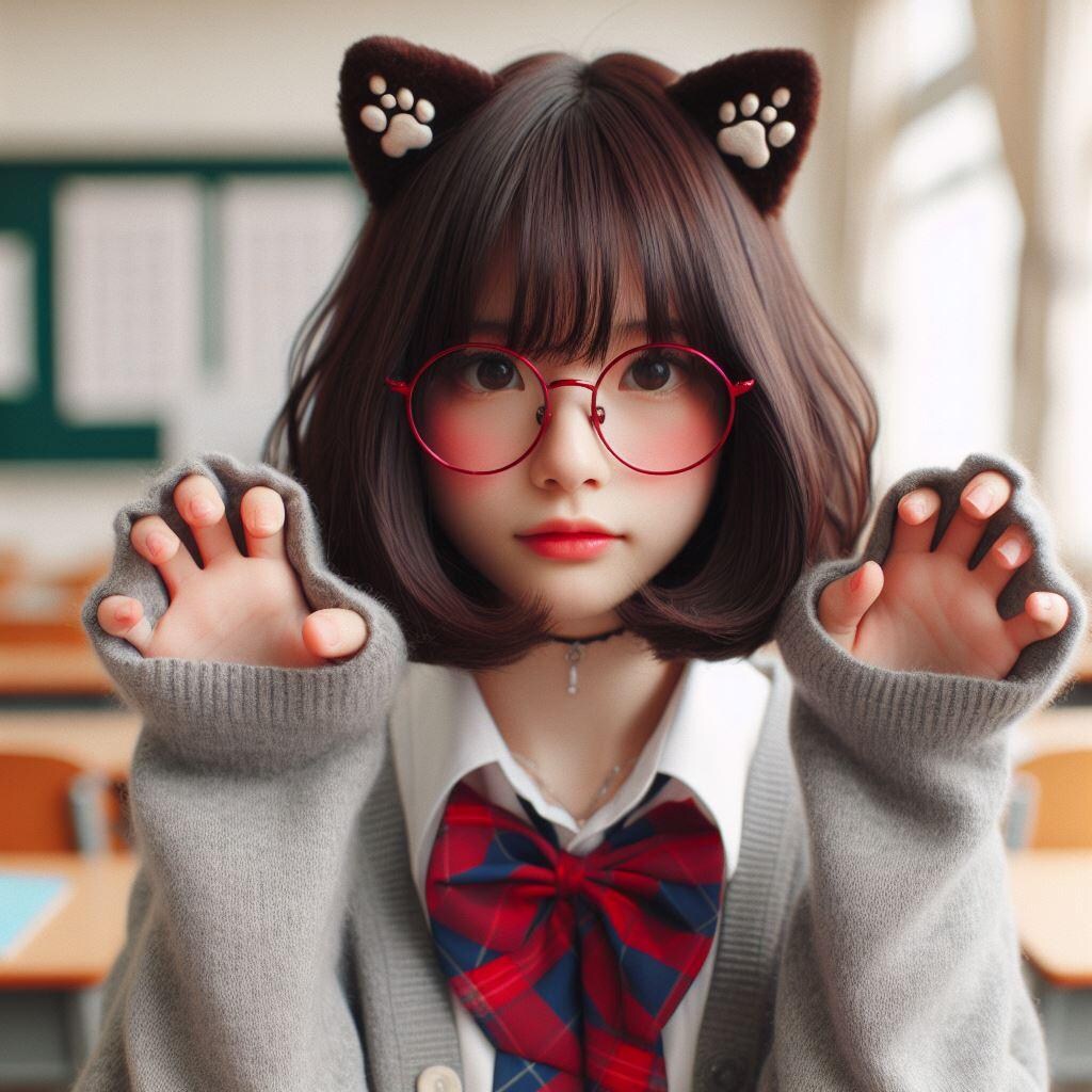 眼鏡女子 楓の猫耳