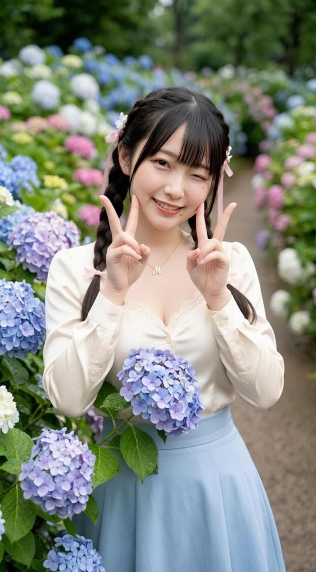 紫陽花と彼女