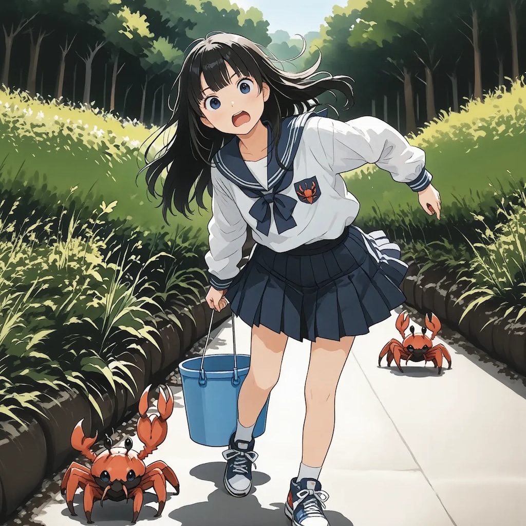 【港町の少女】逃げカニ＋振舞いメシ