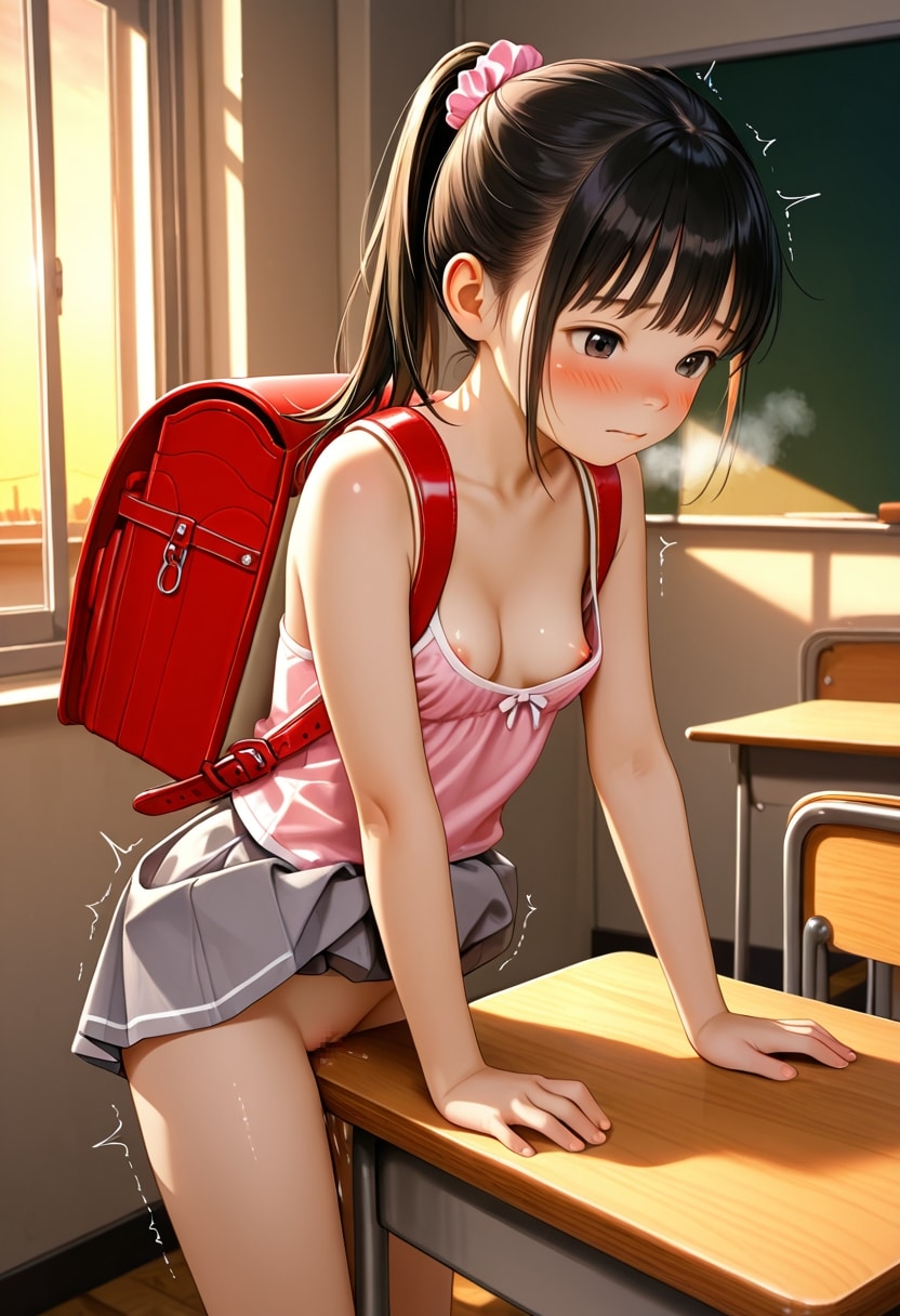 机の角で・・・