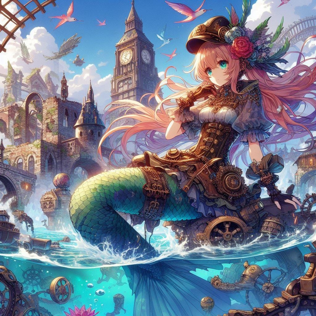 海の遺跡と人魚さん
