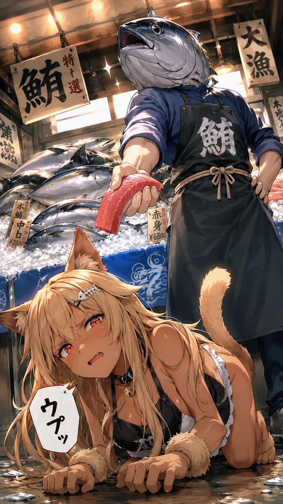 猫おにくちゃん🍖とマグロ頭男さん🐟️