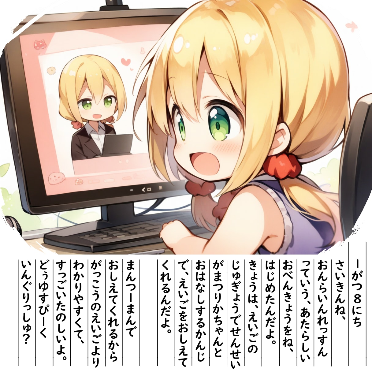 【絵日記】おんらいんれっすんです | の人気AIイラスト・グラビア