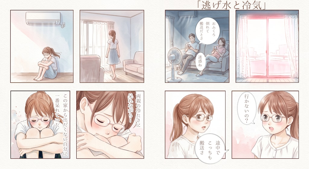 #041 逃げ水と冷気　★AI併用作品（手描き強化版）★