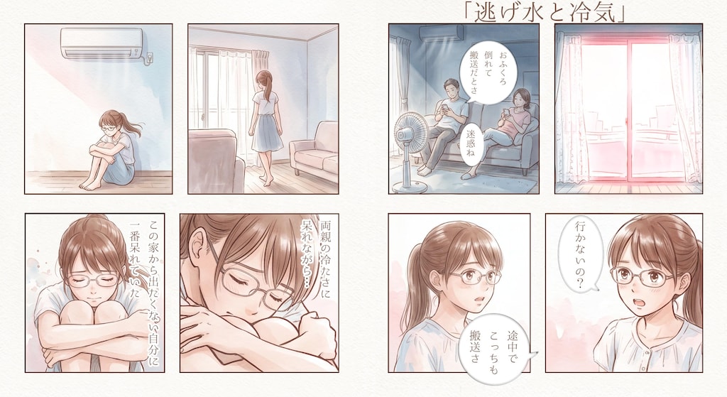 #041 逃げ水と冷気　★AI併用作品（手描き強化版）★