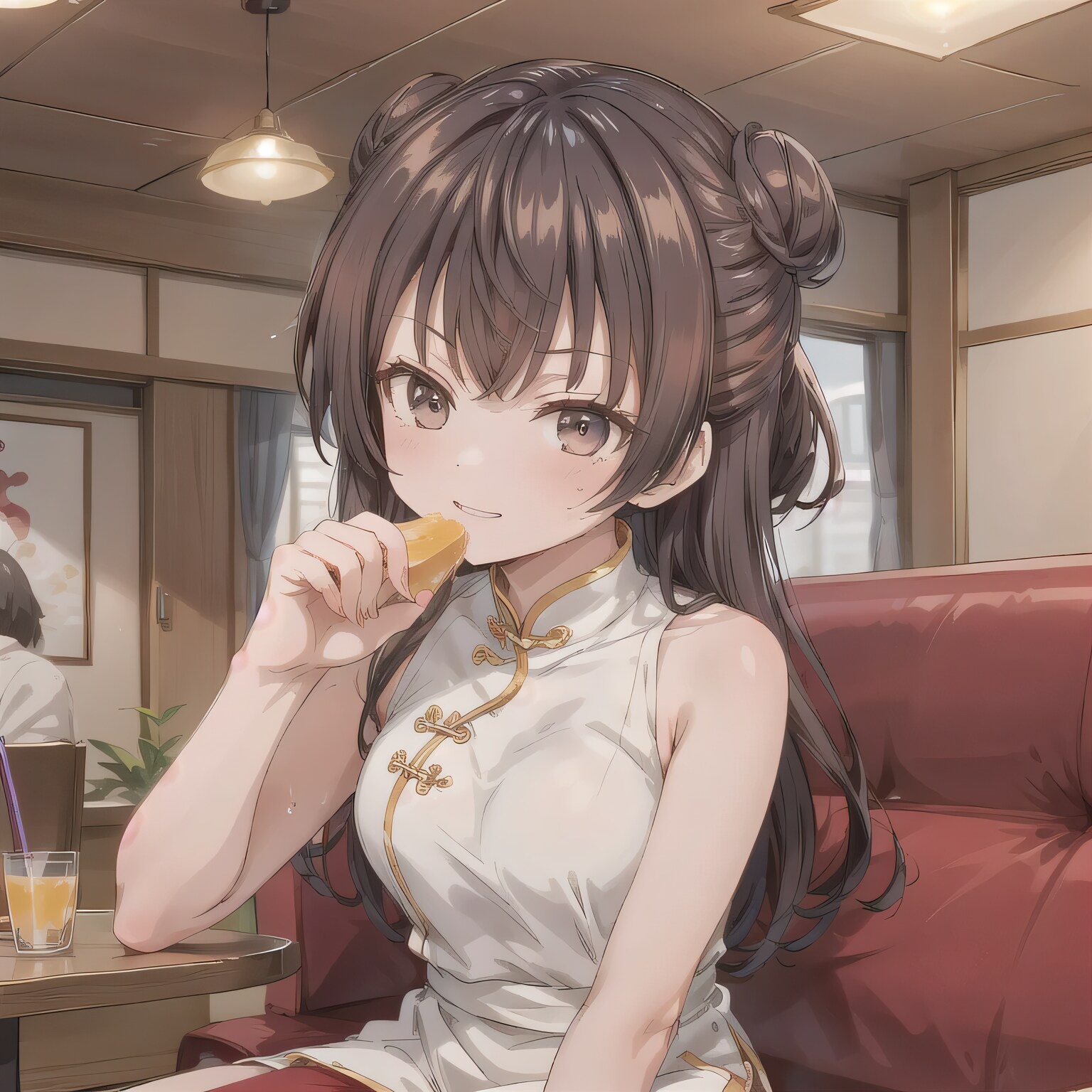 黒髪ツイン団子で中華服の少女４ | の人気AIイラスト・グラビア