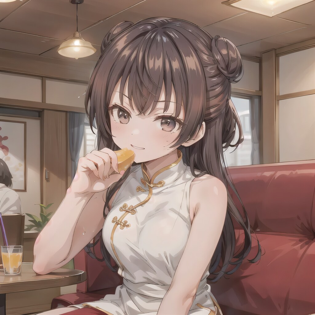 黒髪ツイン団子で中華服の少女４