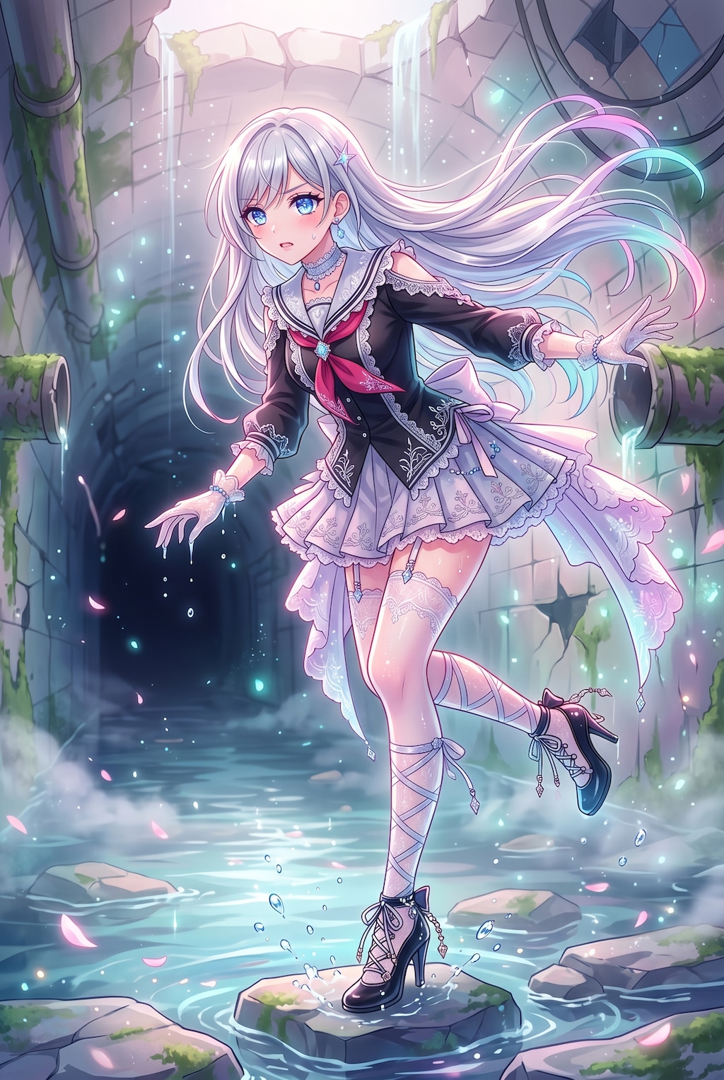 崩壊の水路に咲く少女