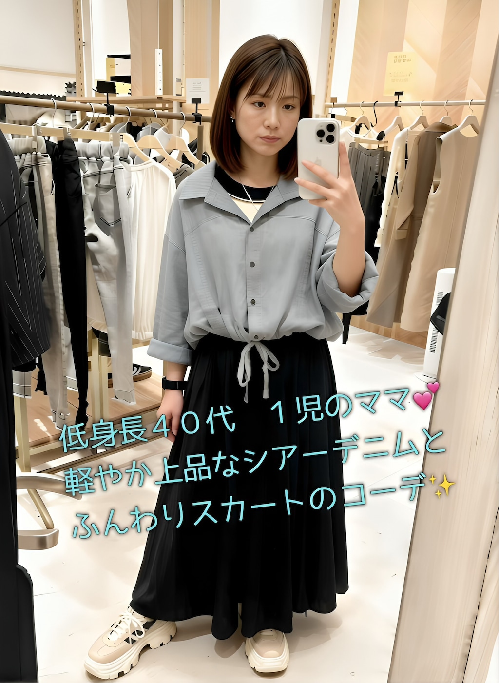 アパレル店員ママのスタッフスナップSNS投稿　"今日、こんなの挿れてお仕事してます…”