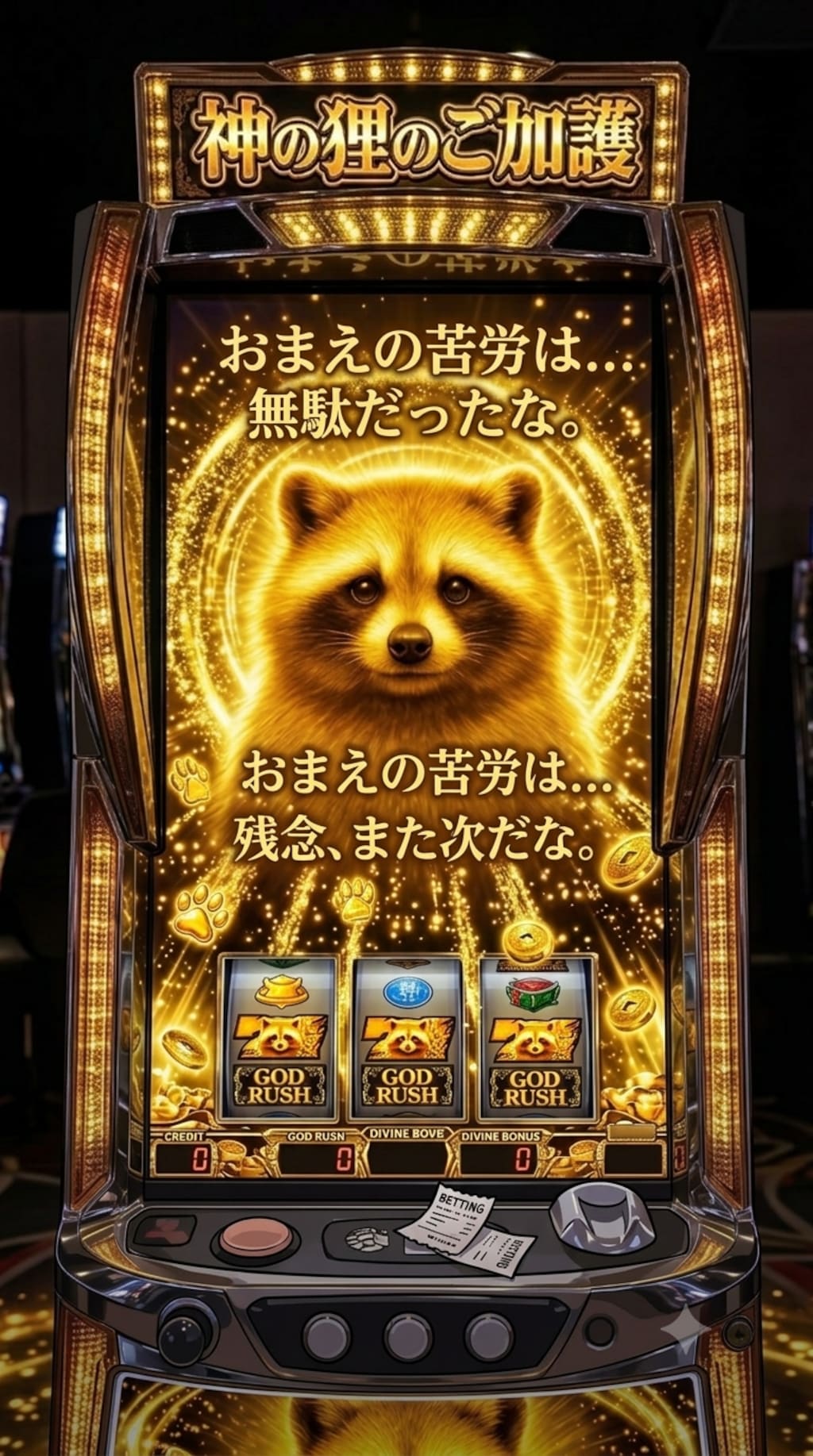 ゴールドたぬきスロットを打つ白目ちゃん