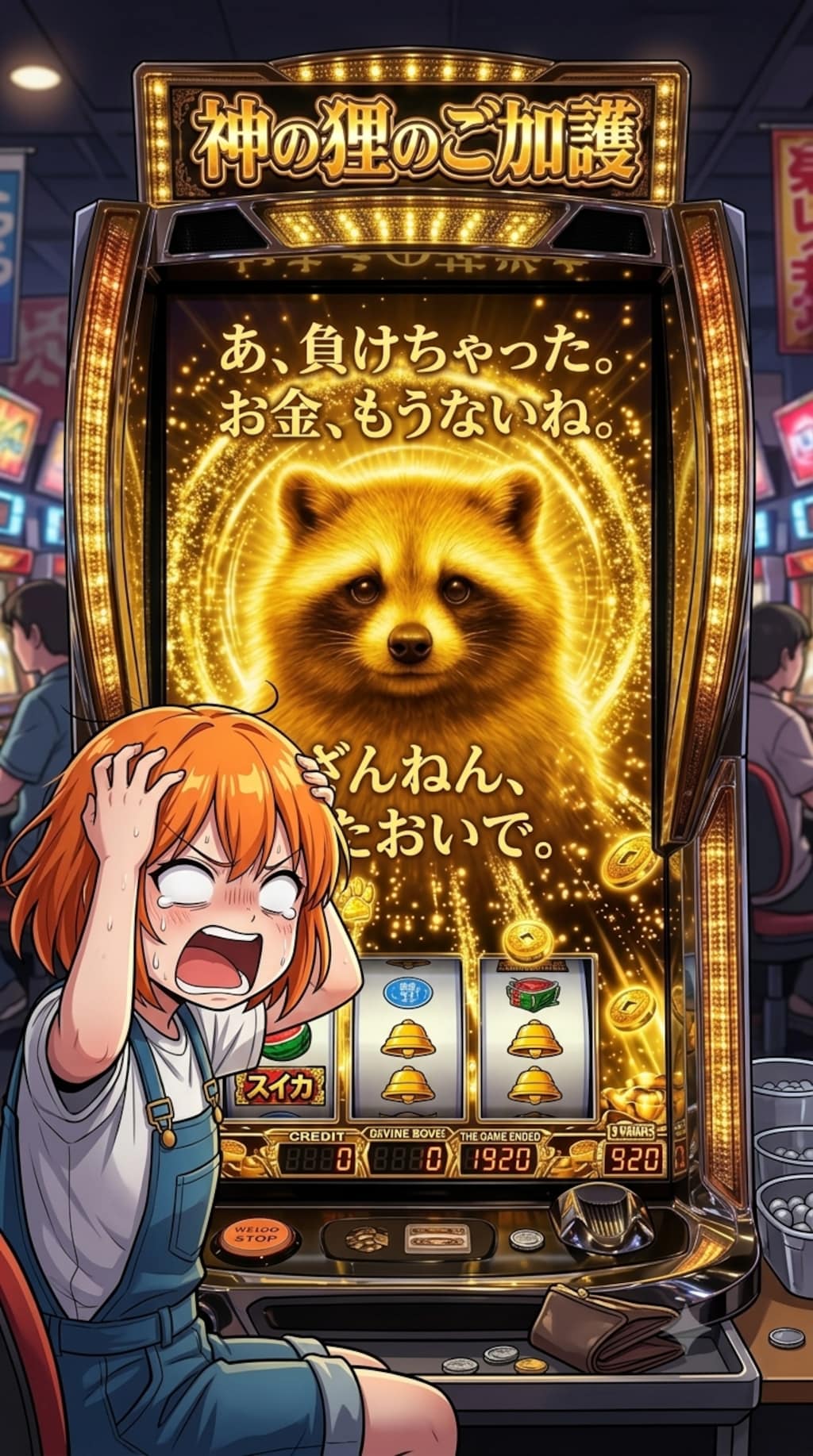 ゴールドたぬきスロットを打つ白目ちゃん