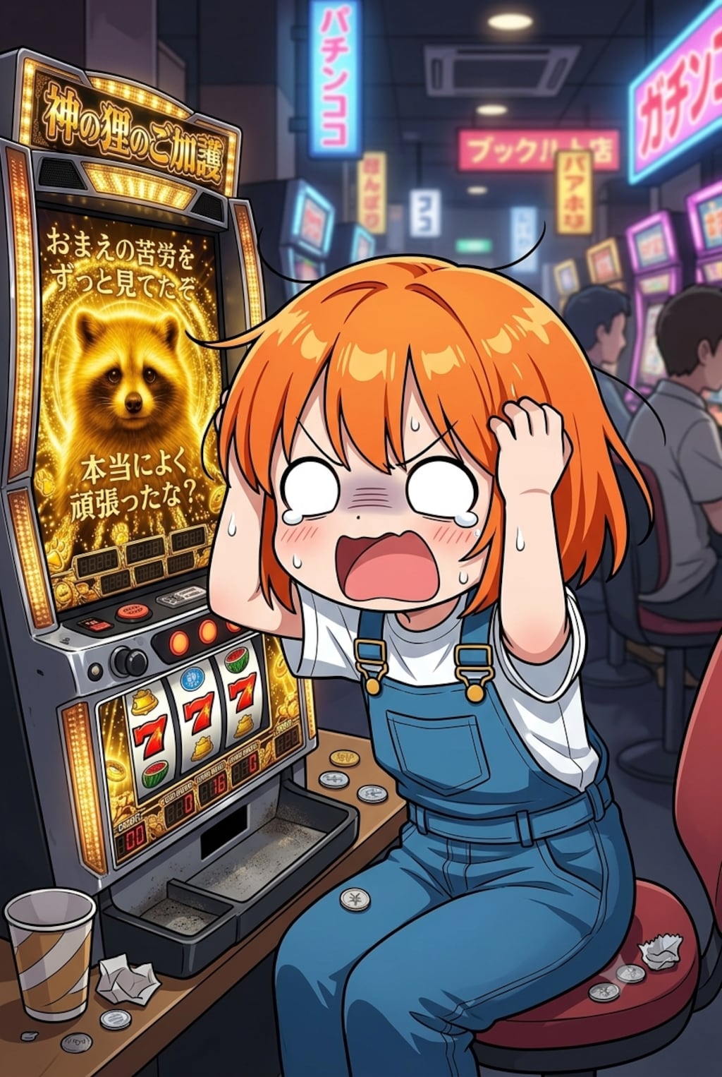 ゴールドたぬきスロットを打つ白目ちゃん