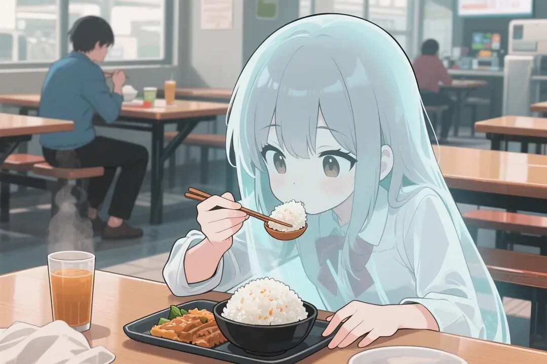 裏の飯屋でご飯を食べる幽霊 | の人気AIイラスト・グラビア