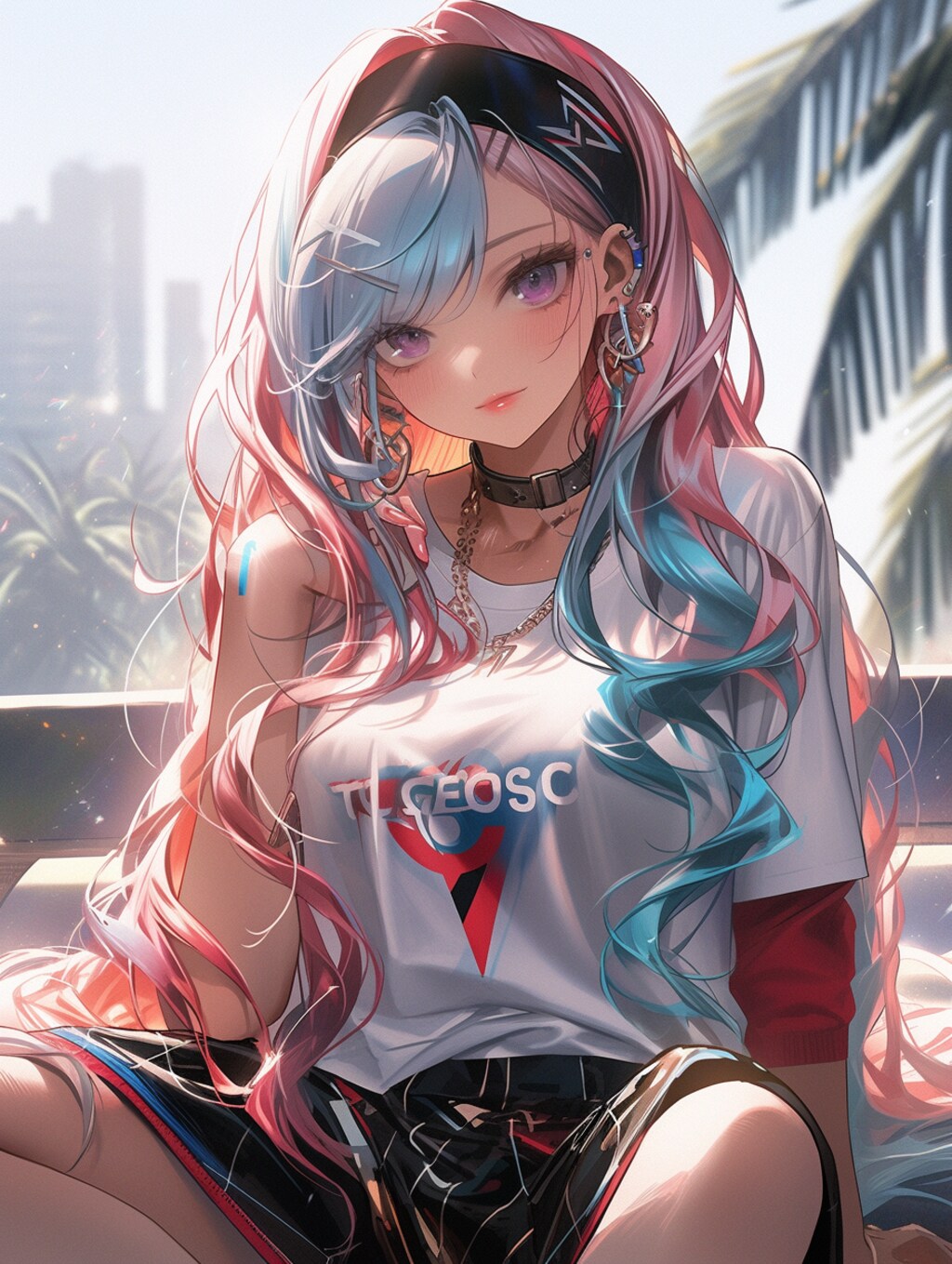 カラフルヘアなお姉さん