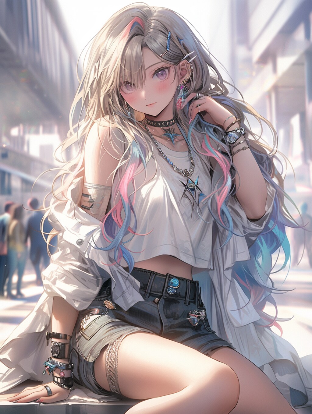 カラフルヘアなお姉さん