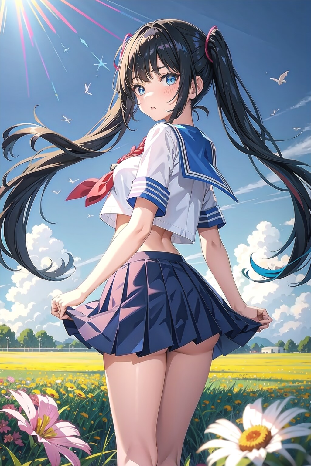 お花畑で咲くツインテちゃん