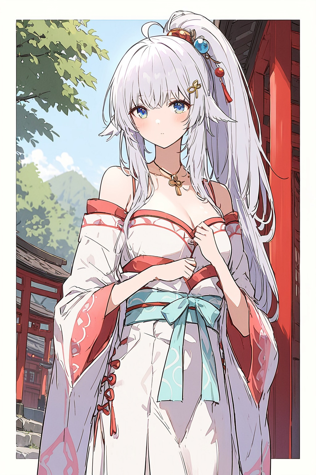 オフショル巫女 | の人気AIイラスト・グラビア