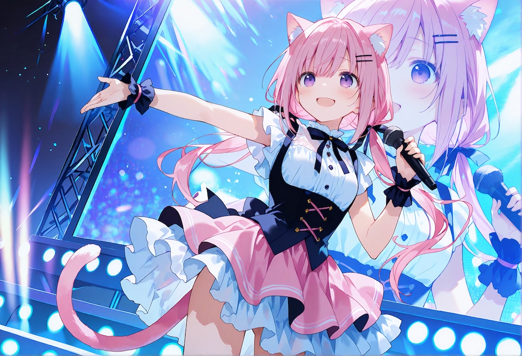 アイドル猫耳桃香、熱唱する