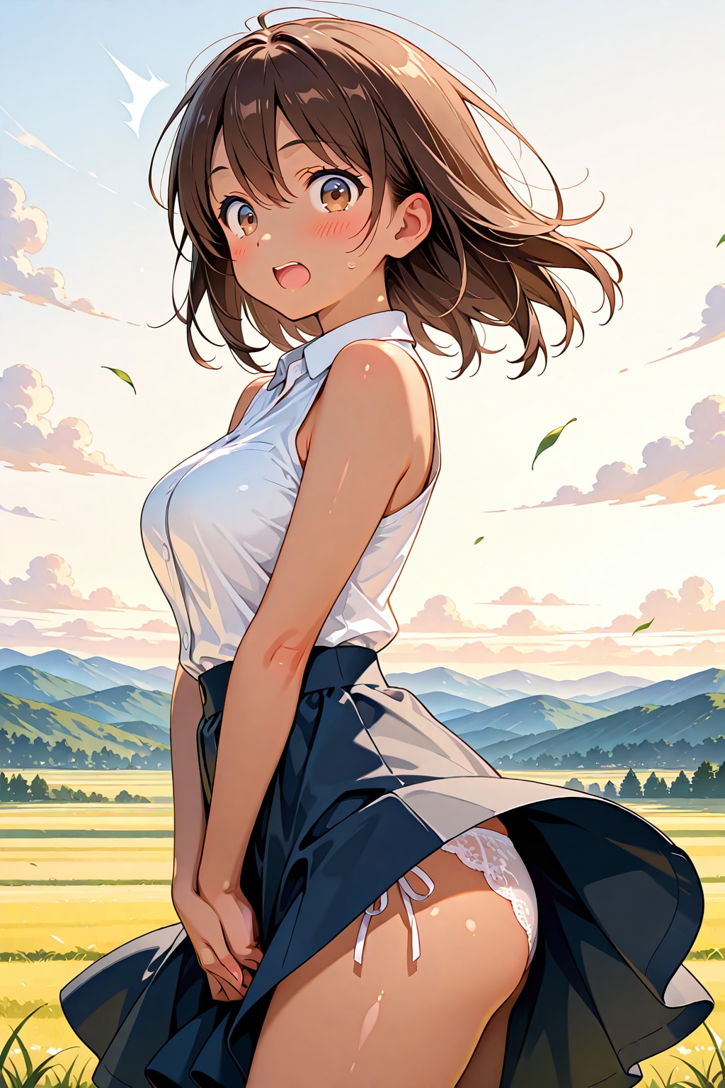 めくれちゃった夏希ちゃん