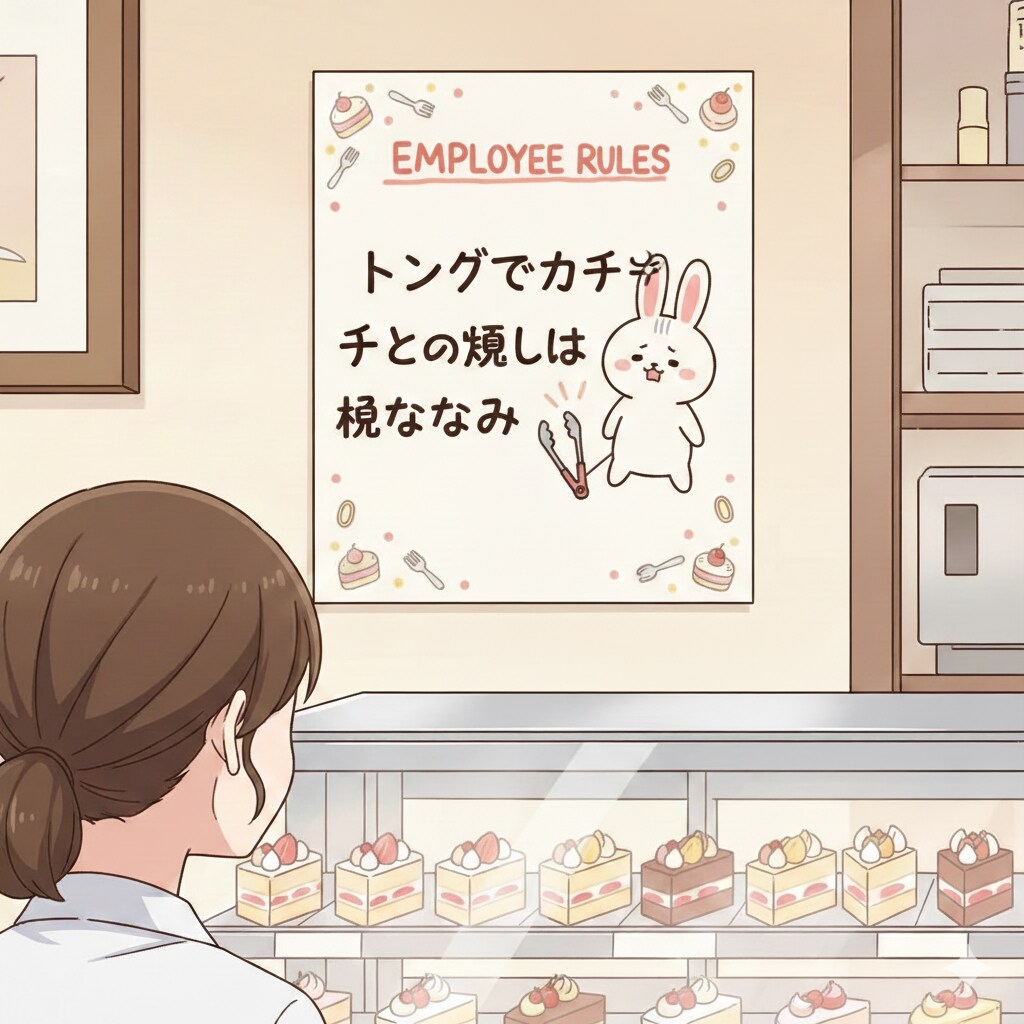 ケーキ屋の店員向けの注意書き