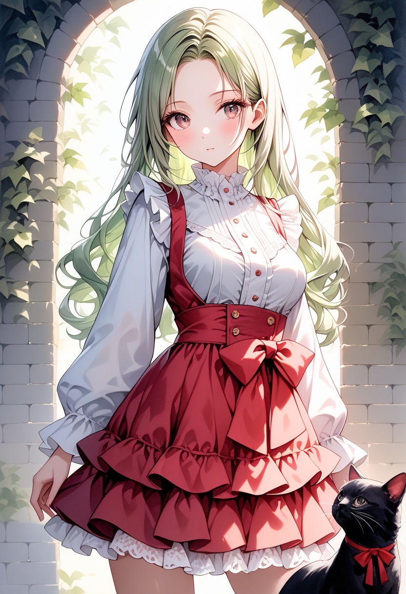 オリジナルキャラ系美少女と黒猫 | の人気AIイラスト・グラビア