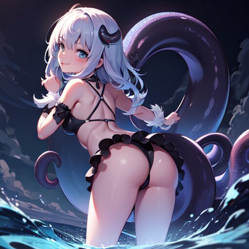 巨大な触手モンスターを召喚するかわいい女の子