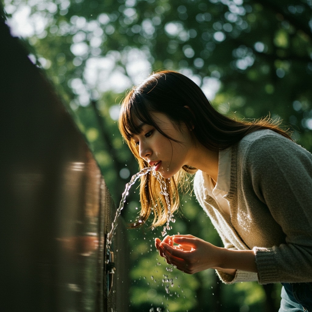 水分補給する女