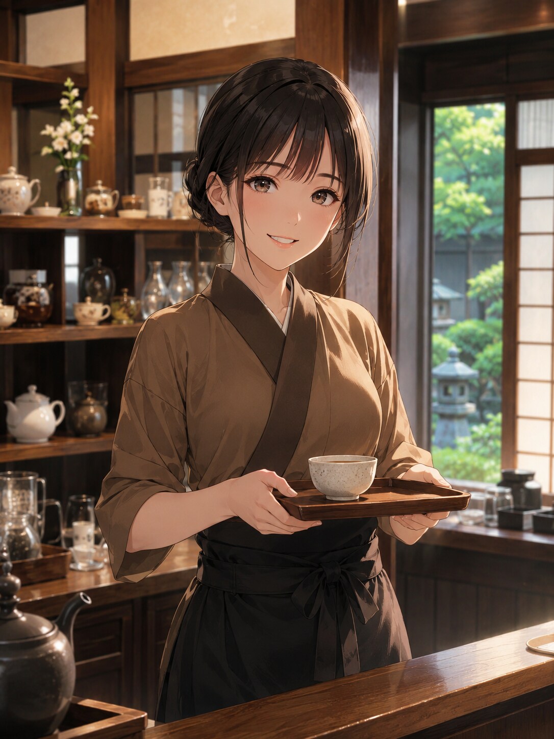和風喫茶の女性店員