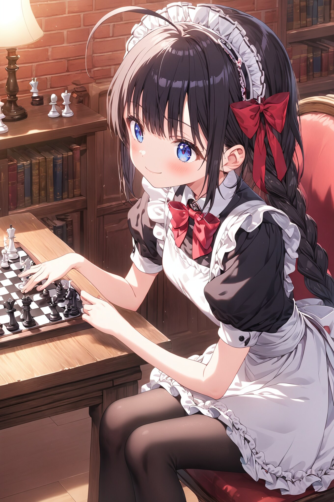 チェスの相手をするメイドさん | の人気AIイラスト・グラビア