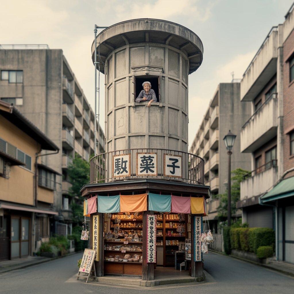給水塔を占領した駄菓子屋