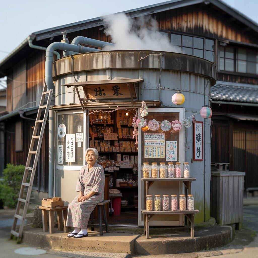給水塔を占領した駄菓子屋