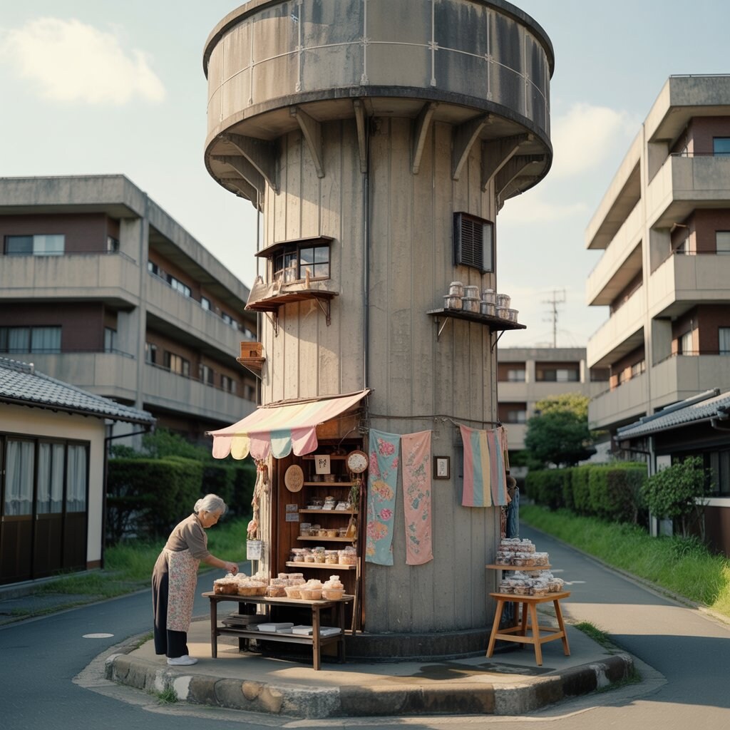 給水塔を占領した駄菓子屋