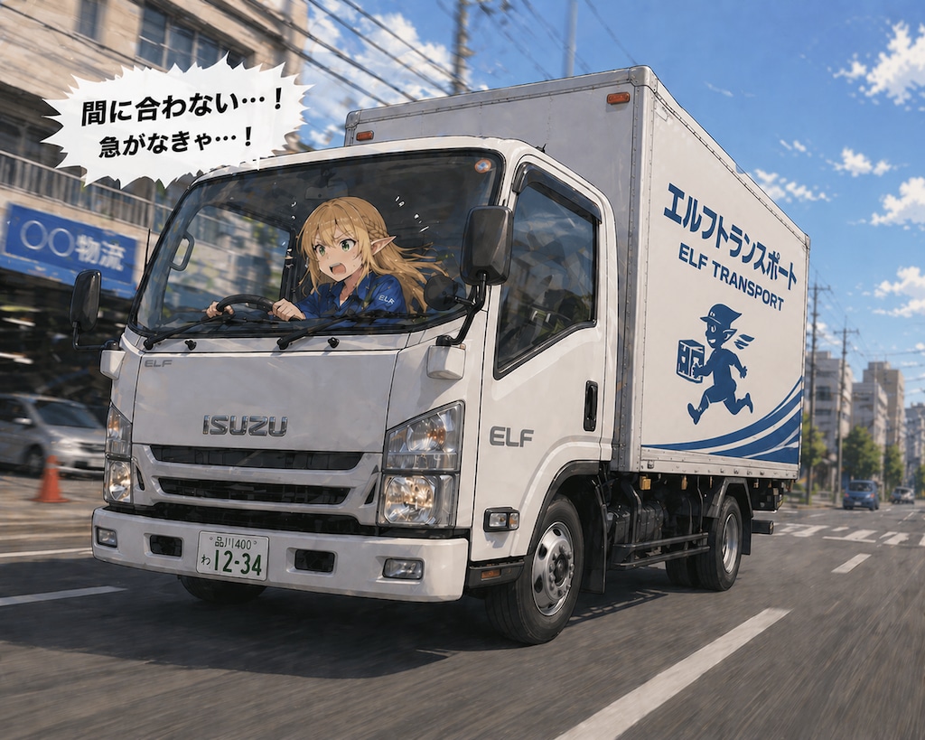 いすゞエルフを運転するエルフさん