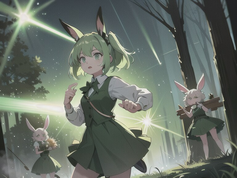 ワルイヤツラーの攻撃を受ける森バニー