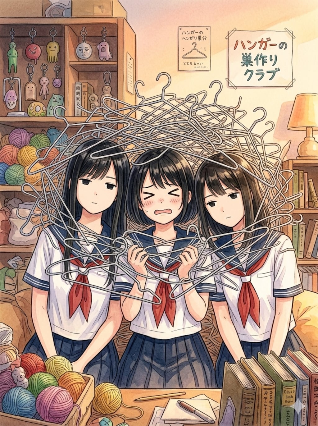 ハンガーで巣作り