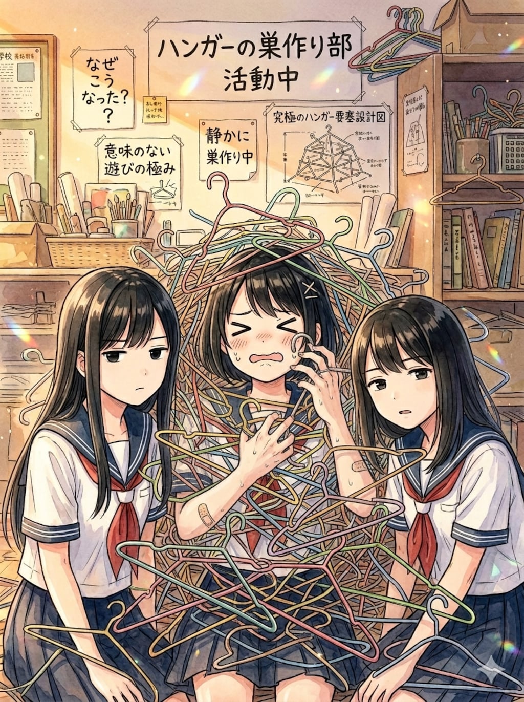 ハンガーで巣作り
