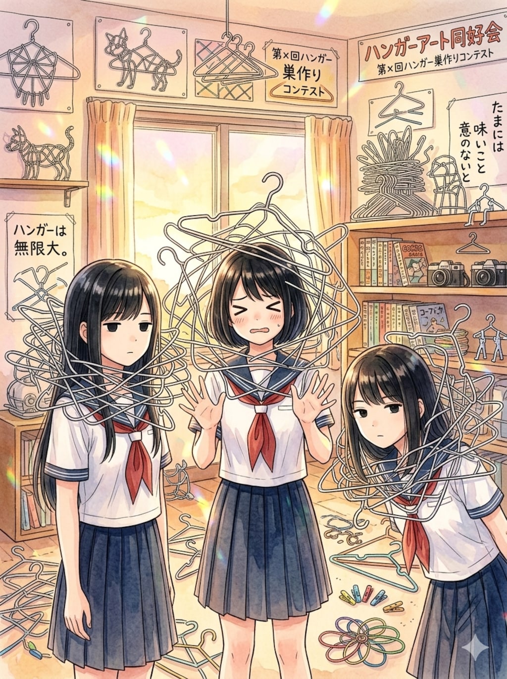 ハンガーで巣作り