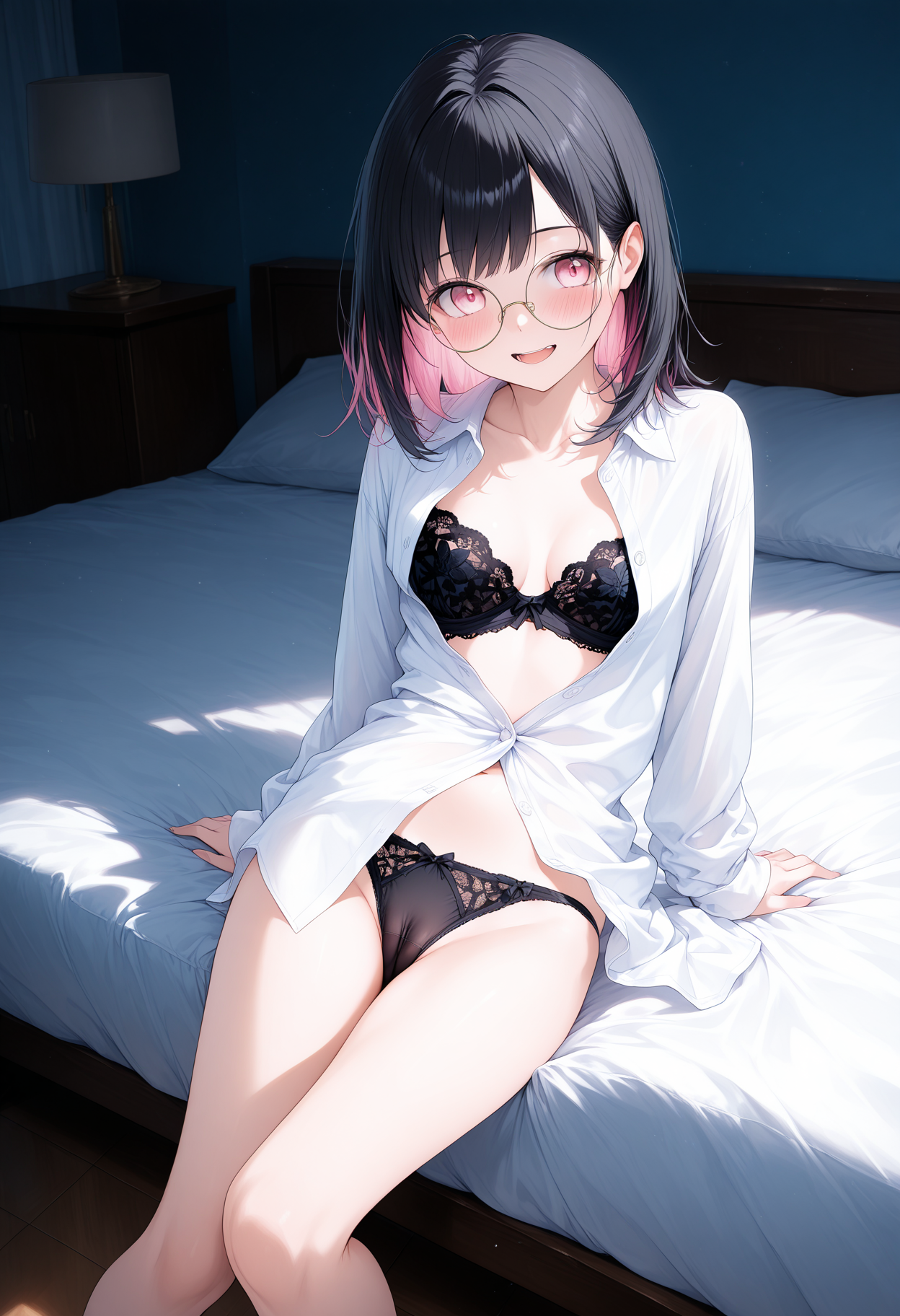 黒髪メガネ ランジェリー