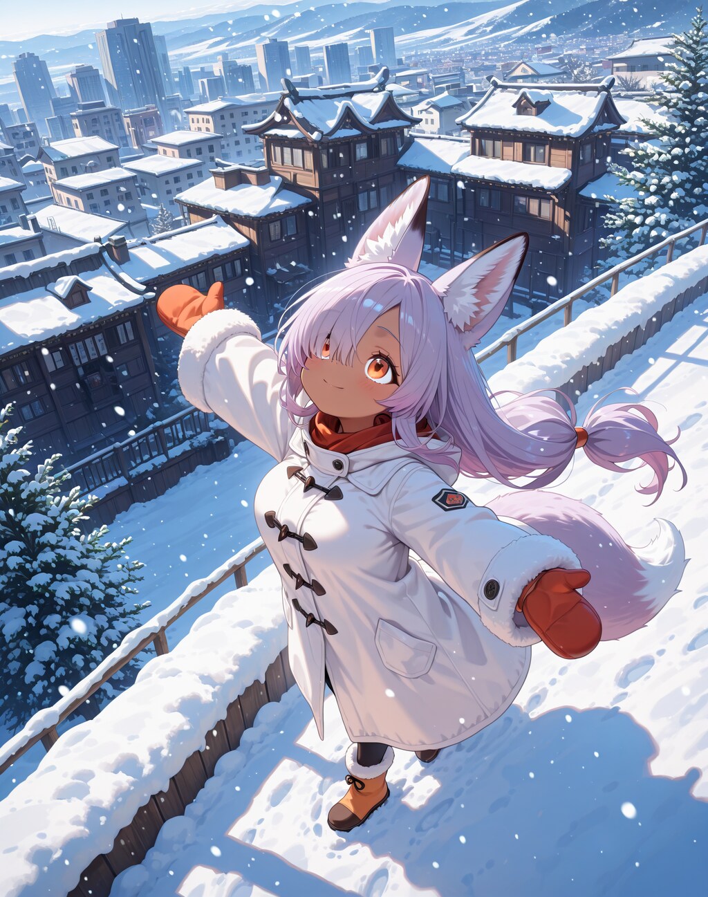 雪と紫狐ちゃん
