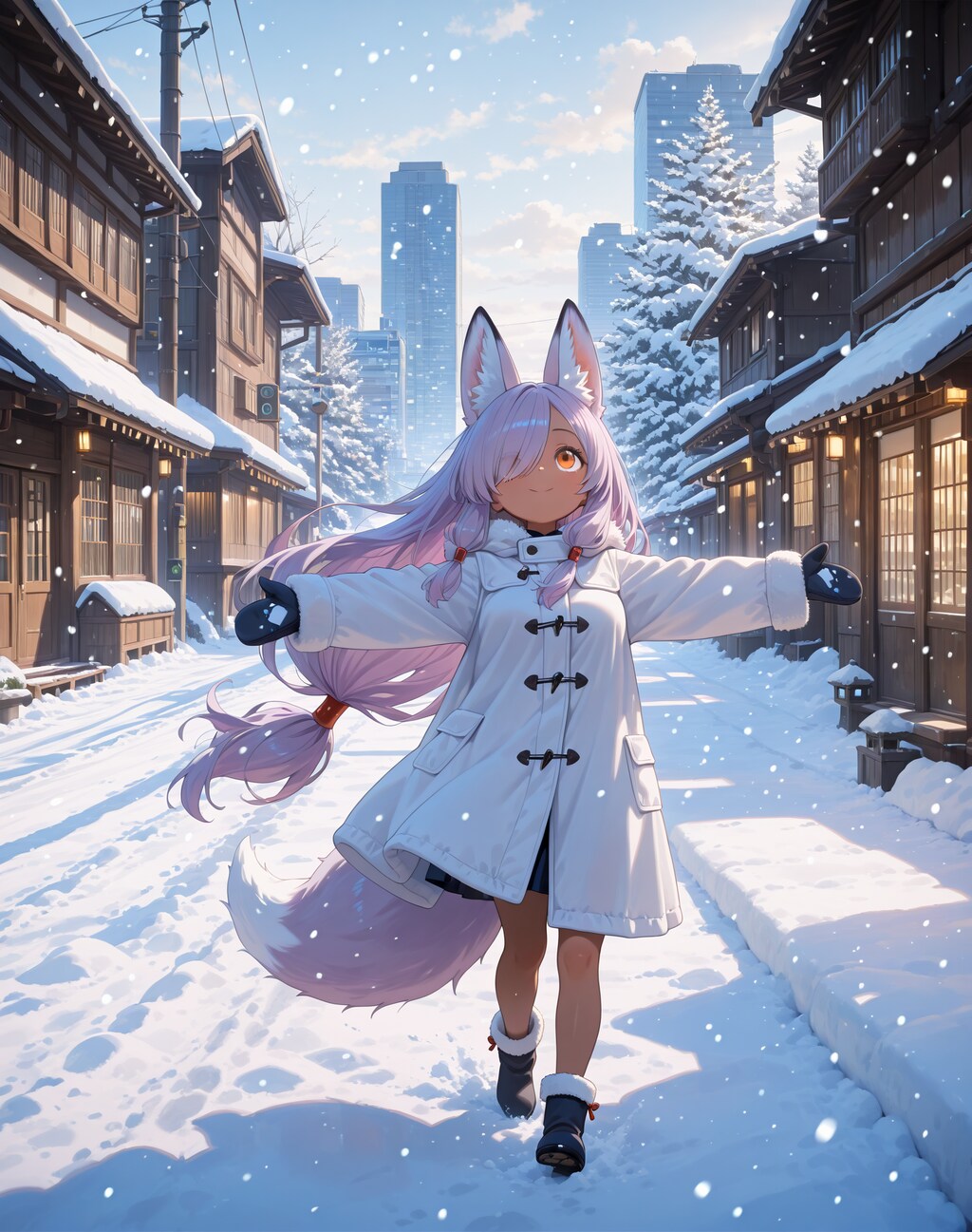 雪と紫狐ちゃん