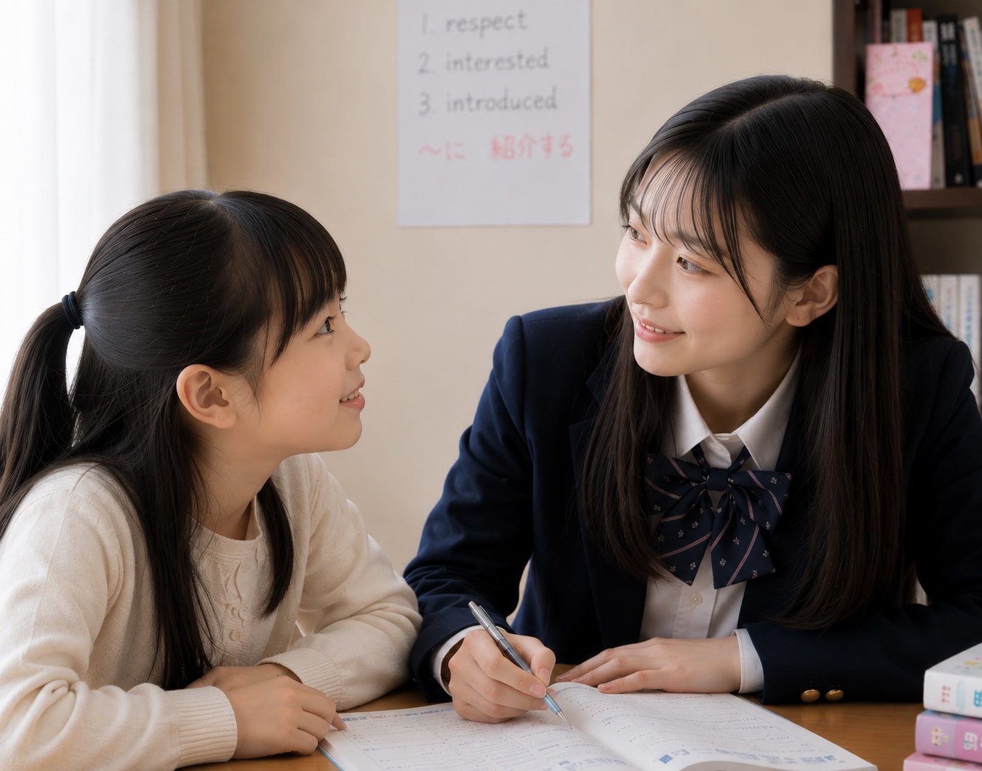 家庭教師をする女の子