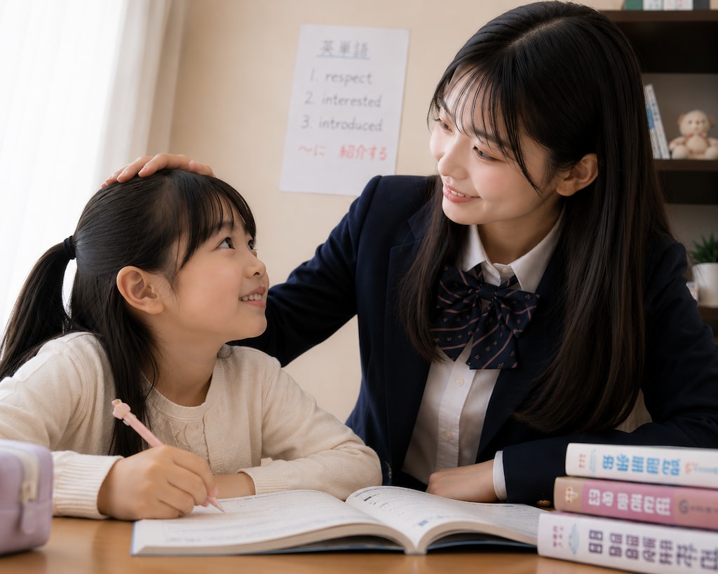 家庭教師をする女の子