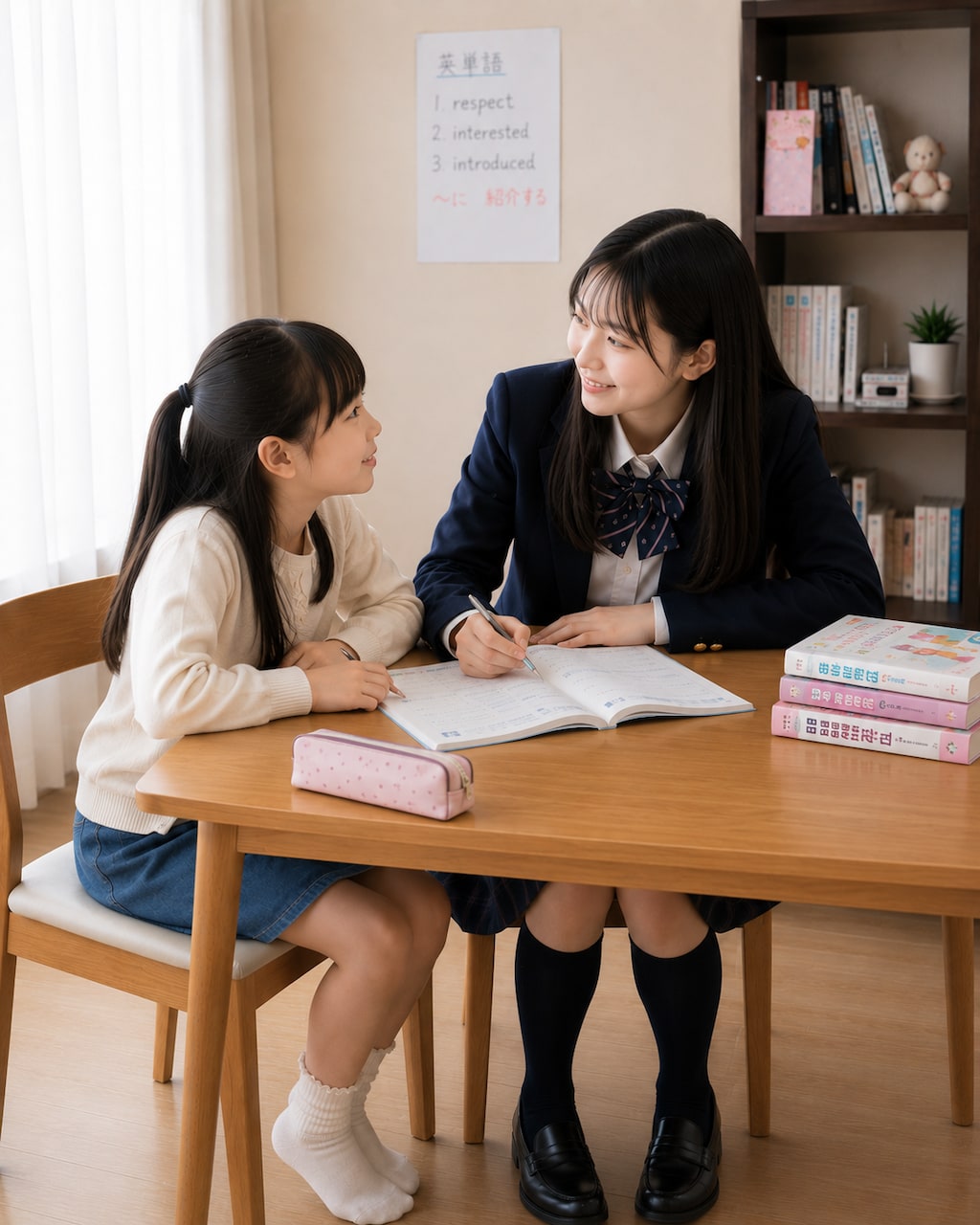 家庭教師をする女の子