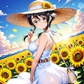 麦わら帽子とひまわり畑 2枚目