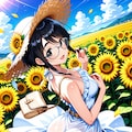 麦わら帽子とひまわり畑 8枚目