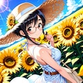 麦わら帽子とひまわり畑 10枚目