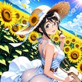 麦わら帽子とひまわり畑 3枚目
