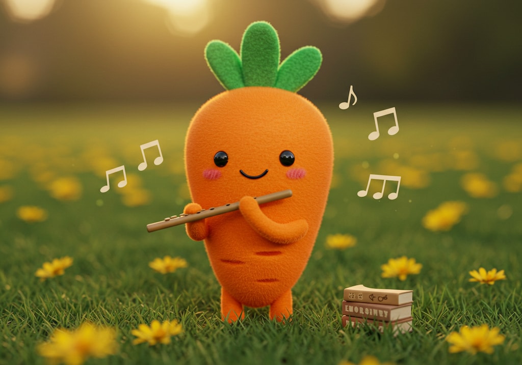 フルート演奏する人参さん